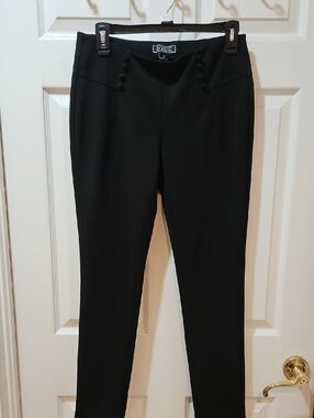 NYCC Black Ponte Pull-On Skinny Pants with Button Detail Size 6P